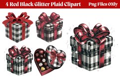 Red Black Glitter Plaid Clipart PNG Product Image 1
