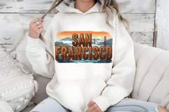 San Francisco PNG, Vintage Golden Gate Bridge Sublimation Product Image 7