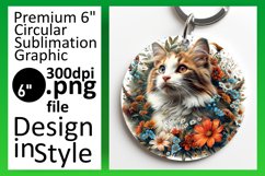Cat Craze Sublimation Circle Design Keychain Product Image 1