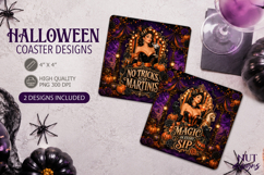 Witch Vintage Carnival Halloween decor square Coaster Product Image 1