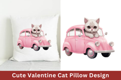 Cute Valentine Cat Pillow Design, Valentine Sublimation Product Image 1