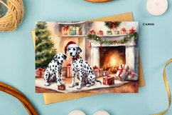 Watercolor cards with Dalmatians for Christmas. Puppies Product Image 3