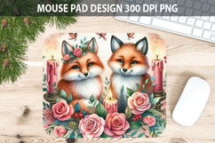 Watercolor Fox Mouse Pad Sublimation - Valentines PNG Product Image 1
