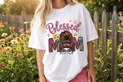 Blessed mom PNG sublimation | Mother's Day PNG T-Shirt Product Image 4