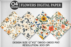Flowers Seamless Digital Paper, Flowers Background Product Image 1