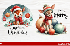 2 Watercolor Merry Christmas PNG | Festive Holiday Product Image 1