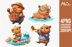 Cute Capybara Summer Fun &amp; Music PNG Clipart Product Image 1