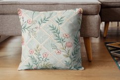 Powder Blue Toile Digital Paper Pack, Vintage Floral Toile Product Image 7