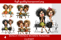 Bench friends Women reading Clipart Product Image 1