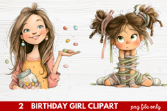 Birthday Girl Clipart | Cute Celebration PNG Illustration Se Product Image 1
