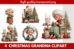 Christmas Grandma Clipart | Cute Holiday Granny PNG Illustra Product Image 1
