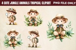 Cute Jungle Animals Tropical Clipart PNG Product Image 1
