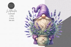 Gnome clipart, Lavander clipart, Flowers sublimation Product Image 1