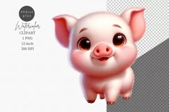 Farm animals clipart, Piglet clipart, Cute animals Product Image 1