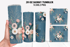 Flower Skinny Tumbler 20oz Wrap Design, New Year Tumble PNG Product Image 1