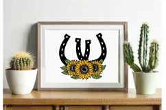 Two Horseshoes SVG cut file, horseshoe sunflowers cricut cut Product Image 5