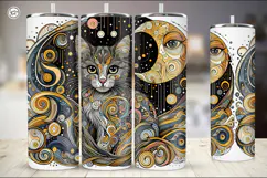4 Celestial Cat Tumbler Sublimation, 20 oz Tumbler Wrap Product Image 4