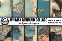 Whimsy Mermaid Collage Journal Paper PNG Product Image 1