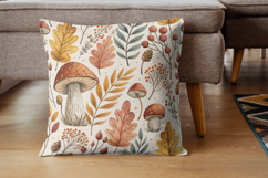 Cottagecore Mushroom Wildflower Paper, Seamless Watercolor Product Image 7