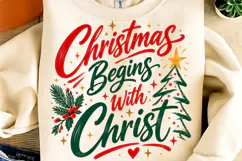 Christmas Begins With Christ PNG. Funny Christmas PNG Product Image 1