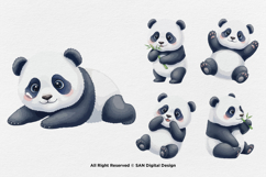 15 Bundle Watercolor Cute Panda Animal Bamboo Baby Cute Product Image 7