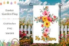 He Is Risen Garden Flag, Watercolor Christian Cross Print Product Image 1