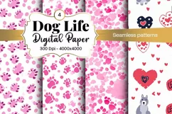Dog Paw Digital Paper Seamless Scrapbook Paper Product Image 1