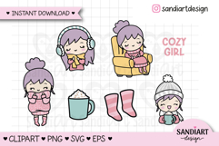 Cozy Girl Bundle Chibi Clipart, PNG, SVG and EPS Product Image 1