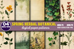 Spring Herbal Botanical Digital Paper PNG Product Image 1
