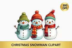 colorful Christmas snowman clipart, snowman sublimation Product Image 1