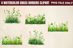 Watercolor Grass Borders Clipart PNG Product Image 1