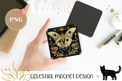 Celestial Moth Fridge Magnet, Gothic Moth Sublimation Design Product Image 1