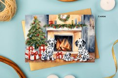 Watercolor cards with Dalmatians for Christmas. Puppies Product Image 3