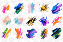 Colorful Brushstroke Clipart - Set Of 31 Png Bundle Product Image 2