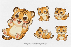 15 Bundle Watercolor Cute Tiger Wildlife Jungle King Kids Product Image 7