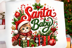 Santa Baby Christmas Cat PNG Product Image 1