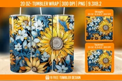 Flowers Tumbler Wrap Designs, Sublimation Wrap Product Image 1