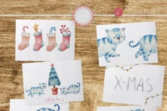 New year and Christmas watercolor , clipart tiger 2022 Product Image 9