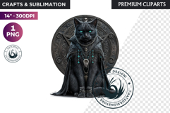 Black Cat Familiar Clipart PNG, Witch Cat, Mystical Animal Product Image 1