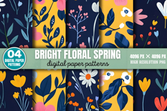 Bright Floral Spring Digital Paper Background Bundle PNG Product Image 8