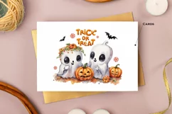 Trick or Treat, Halloween Lettering PNG, Ghost and Pumpkin Product Image 6
