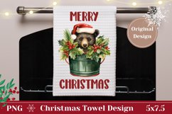 Merry Christmas Kitchen Dish Towel, Christmas Bear Towel Product Image 1