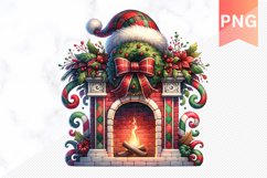Christmas Fireplace- Clipart PNG Design Product Image 1