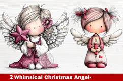 2 Whimsical Christmas Angel Clipart | Cute Holiday Angel PNG Product Image 1