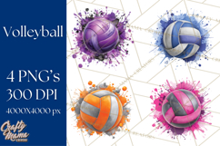 Volleyball Clipart PNG with Team Color Paint Splash Design Product Image 1