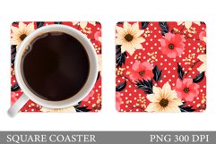 Flowers Coaster Sublimation. Flowers Square Coaster Template Product Image 1