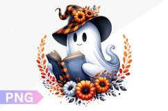 Halloween Ghost And Books Sublimation - Clipart PNG Design Product Image 1