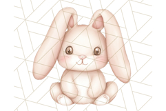 Pastel Pink Easter Bunny Egg and Flowers Clipart PNG Product Image 2