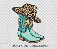Cowboy boots for sublimation PNG Cowboy hat leopard pattern Product Image 2