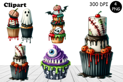 Sweet Halloween Cake, sarcastik watercolor clipart Product Image 1